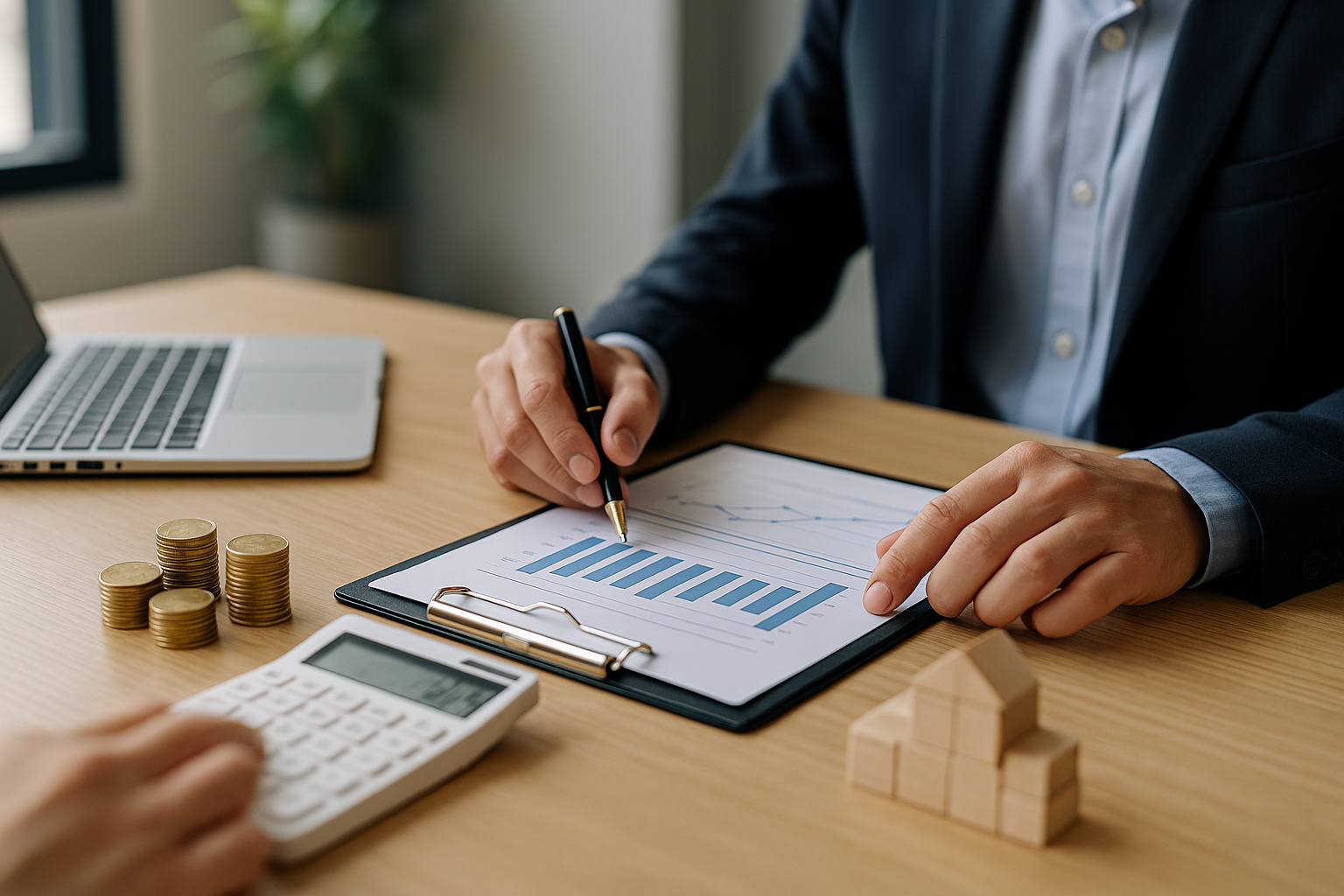 Calcolatrice e fogli di budget per pianificare un prestito per grandi acquisti