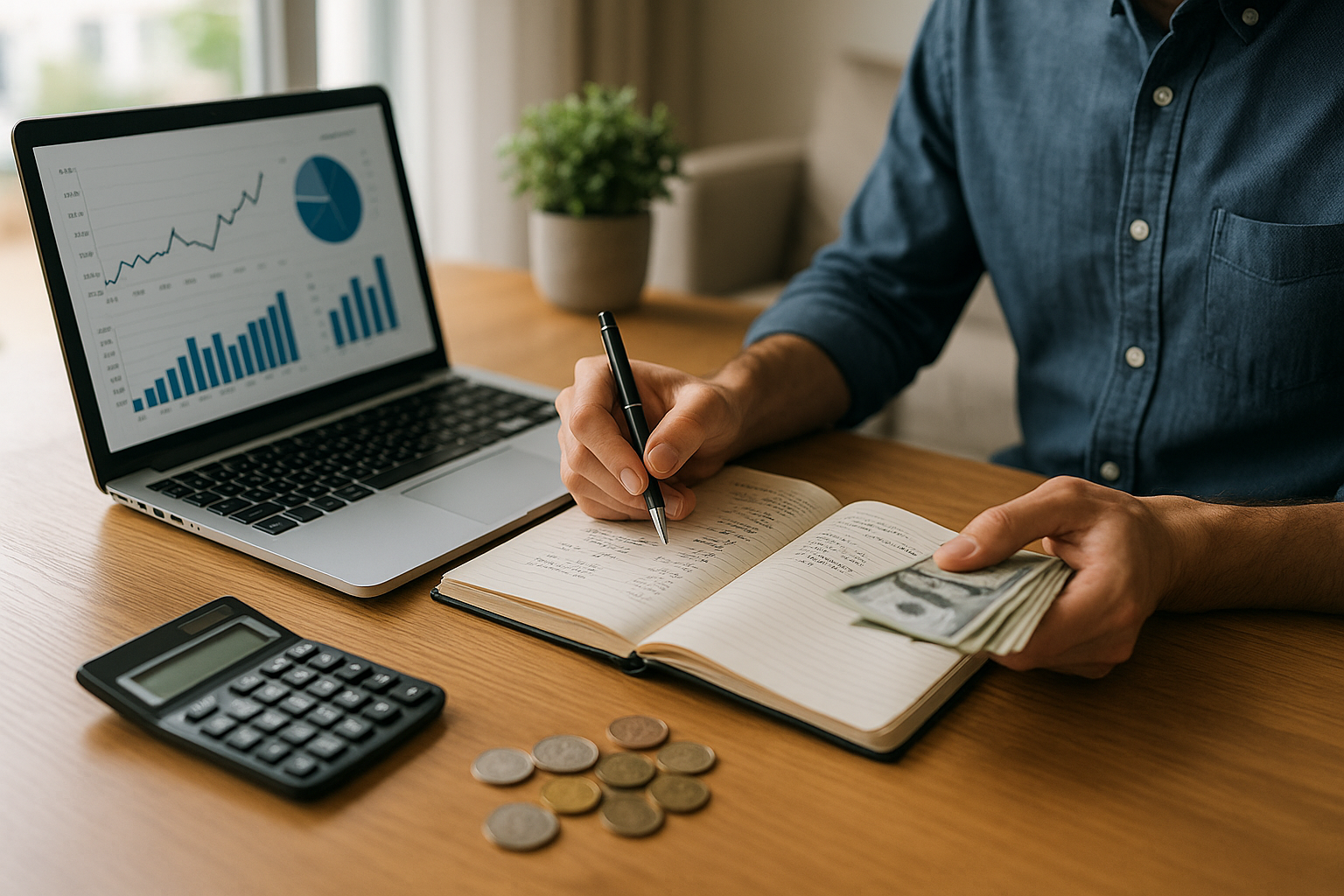 Persona che pianifica il budget e confronta le rate di un prestito personale