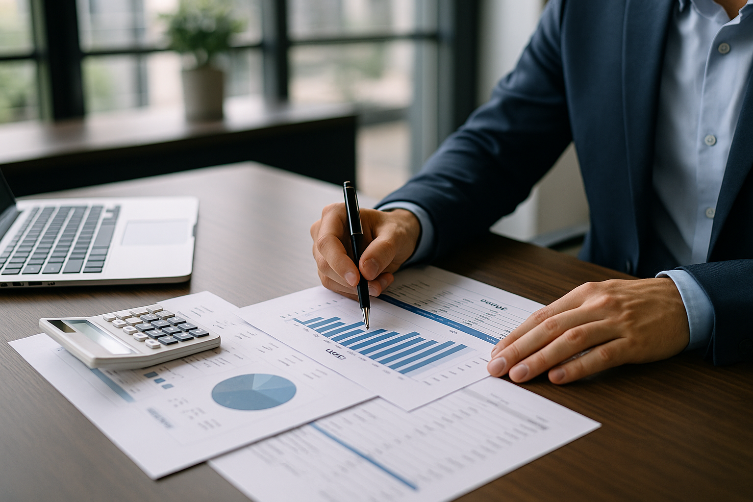 Calcolatrice e documenti di budget per valutare un prestito di medio periodo