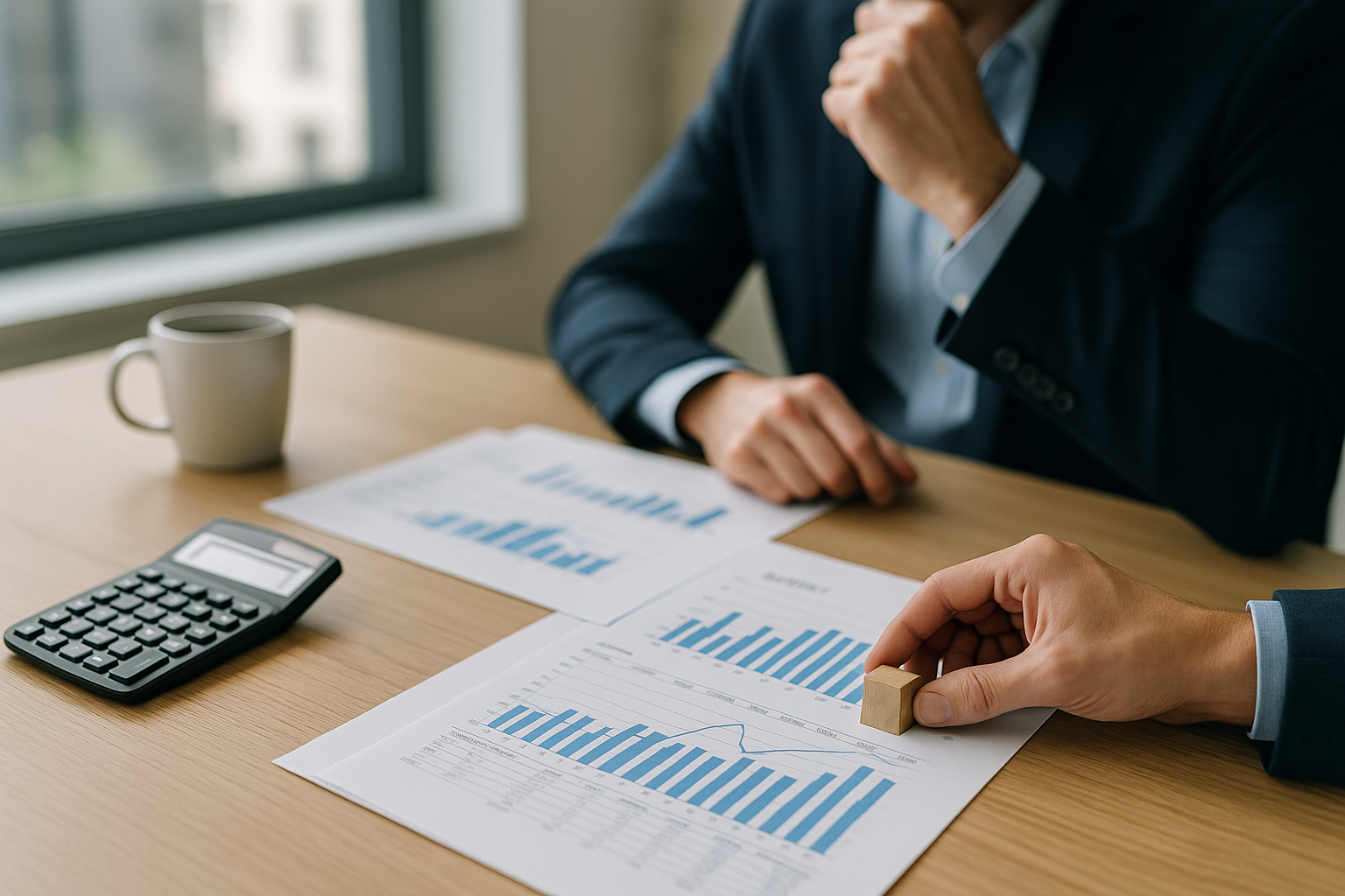 Calcolatrice e fogli di budget per valutare un finanziamento in modo razionale durante un imprevisto