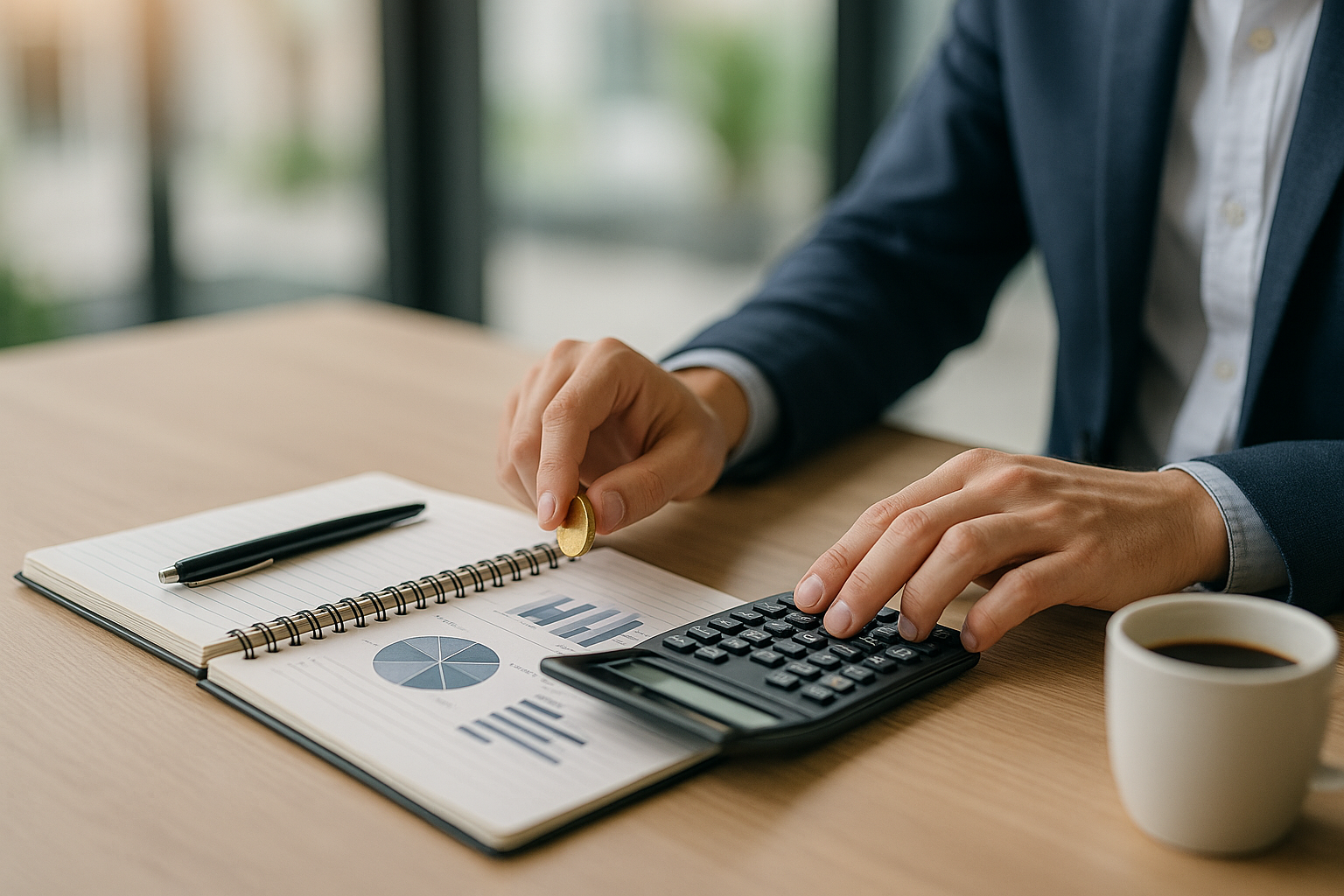 Scrivania con strumenti di pianificazione finanziaria per avviare una microattività